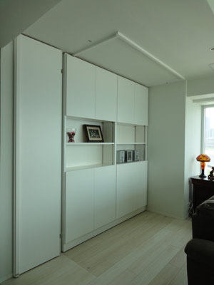 移動収納でフレキシブルな空間が可能に